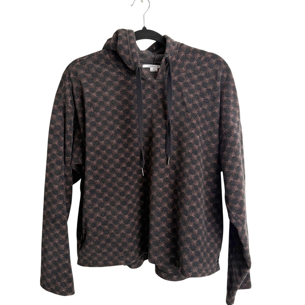 O'Neill Fleece Hoodie Geometric Diamond Print Gorpcore Cozy Surf Style Small